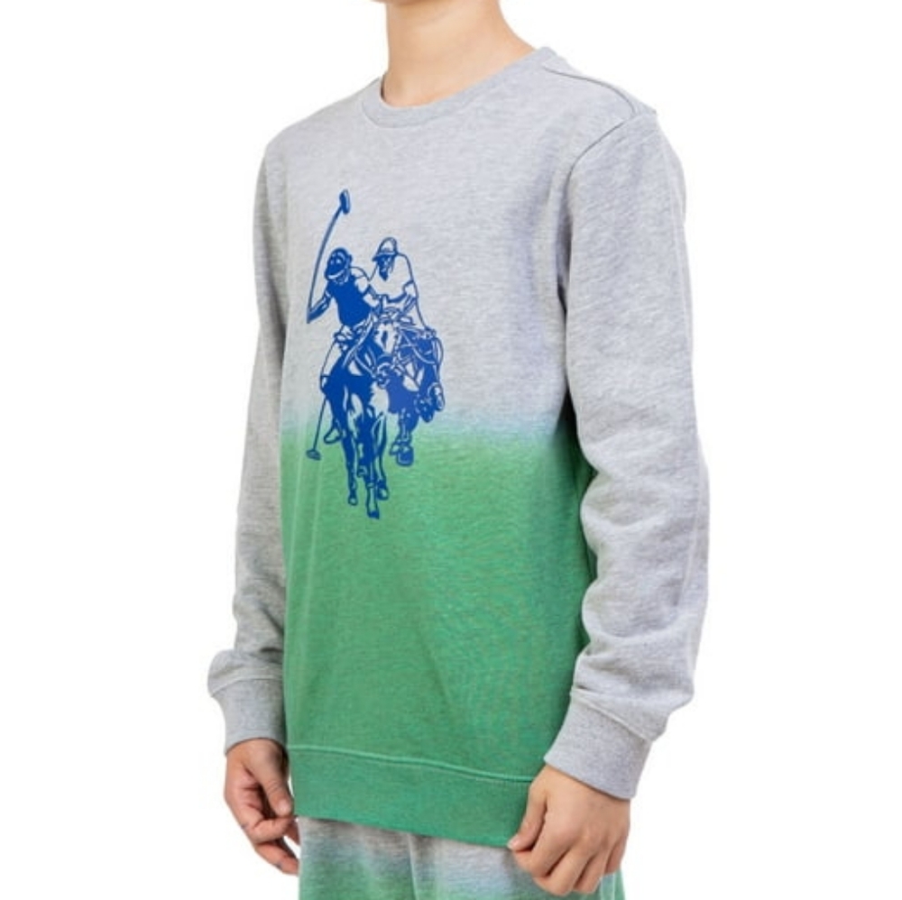 Polo Gray and Green Sweater with Polo Graphic